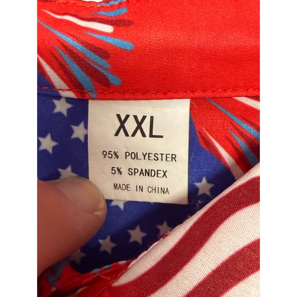 Mens American Flag Fireworks Button Down Shirt Red Patriotic 4th of July XXL - Picture 4 of 8